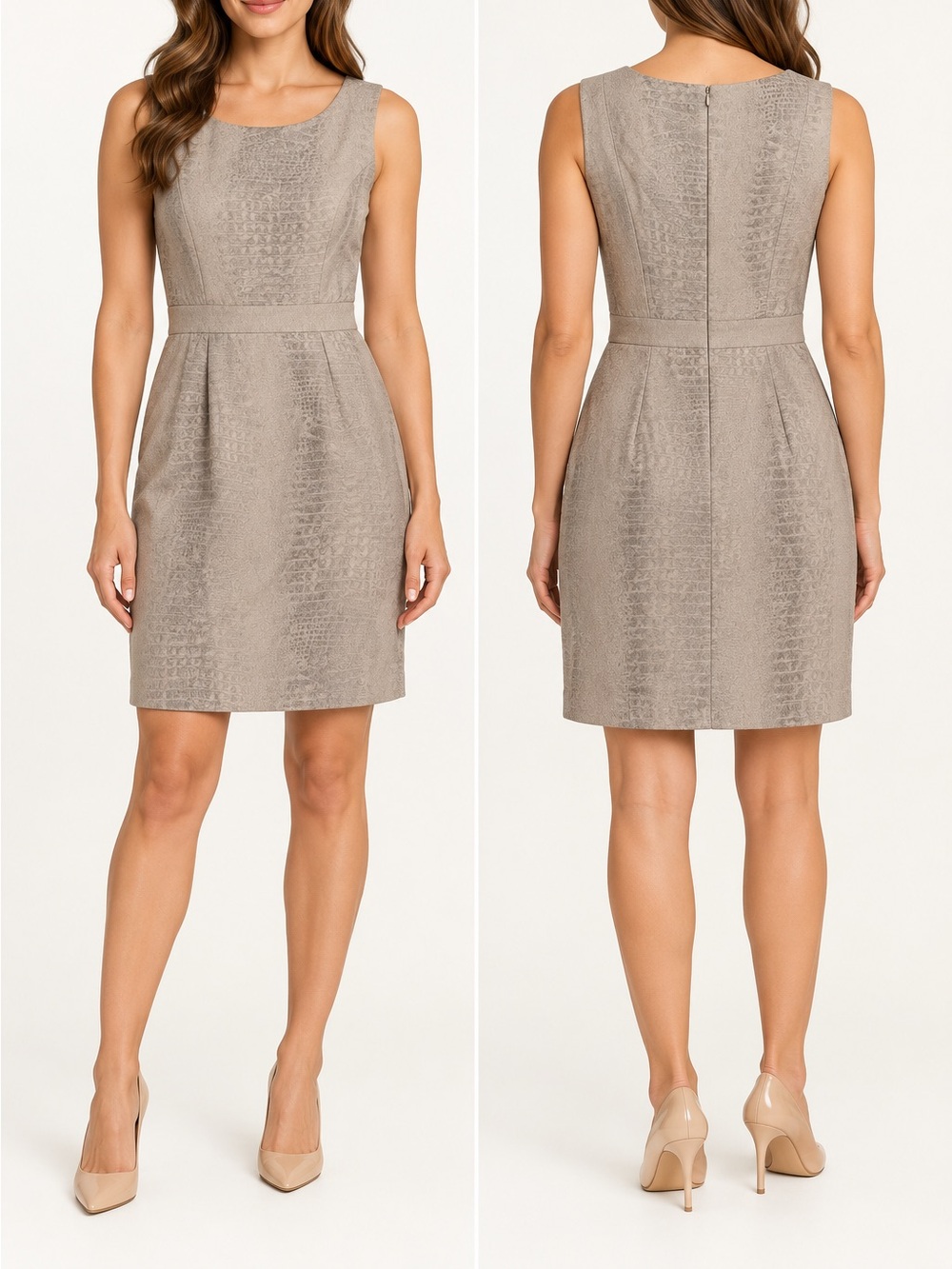 Christian Siriano sleeveless metallic textured sheath dress